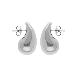 Boucles d’oreille tige acier taille moyenne forme goutte incurvee 26 mm x 15 mm