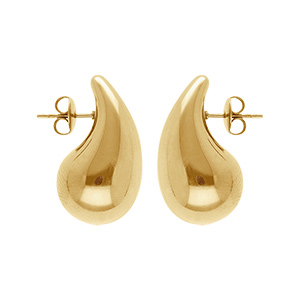 Boucles d’oreille tige acier PVD doré grande goutte (dim 33mm x 18 mm)