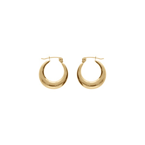 Créoles en acier PVD doré ronde motif quadrillé 20mm