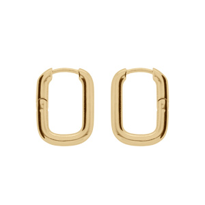 Créoles en acier PVD doré forme rectangle articulé