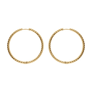 Créoles en acier PVD doré tresse articulée 40mm