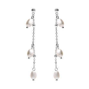 Boucles d’oreille tige acier et perles de culture d’eau douce