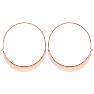 Créoles acier et PVD rose fantaisie plate