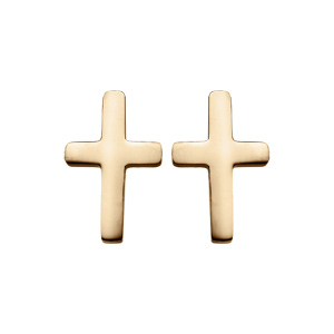 Boucles d’oreille tige acier et PVD doré forme croix