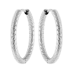 Créoles en acier fantaisie motif épis en 23mm