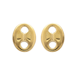 Boucles d’oreille en acier et PVD jaune maille grain de café massive 10*8mm