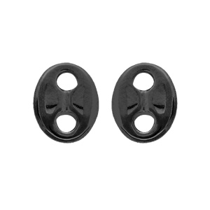 Boucles d’oreille en acier et PVD noir maille grain de café massive 10*8mm et fermoir poussette
