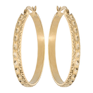 Créoles en acier et PVD jaune martelée diamètre 33mm