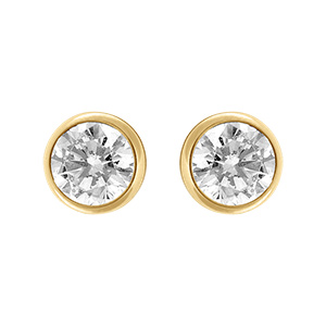 Boucles d’oreille tige acier et PVD doré rondes oxyde blanc