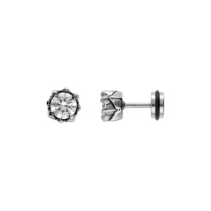 Boucles d’oreille tige acier oxyde blanc serti 5mm