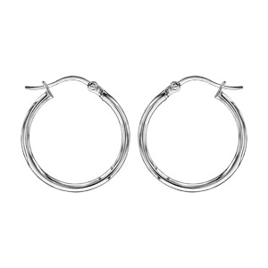 Créoles en acier fil lisse 24 mm et fermoir crochet