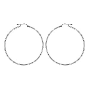 Créoles en acier fil lisse 54 mm et fermoir crochet