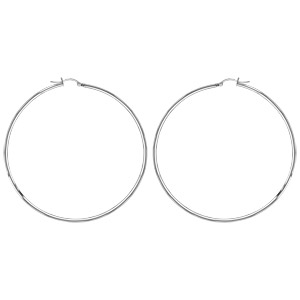 Créoles en acier fil lisse 74 mm et fermoir crochet