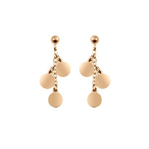 Boucles d'oreille en acier et PVD jaune chaînette et pampilles