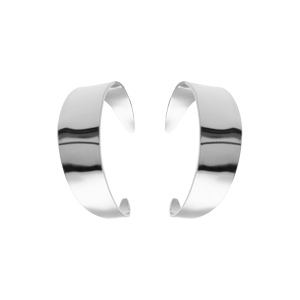 Créoles en acier martelée large et fermoir poussette