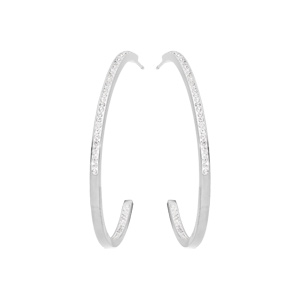 Créoles en acier ornées de cristaux blancs