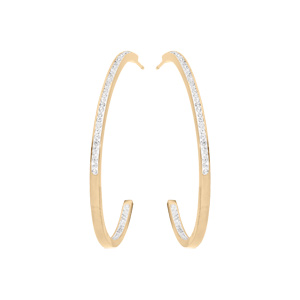 Créoles en acier et PVD jaune ornées de cristaux blancs