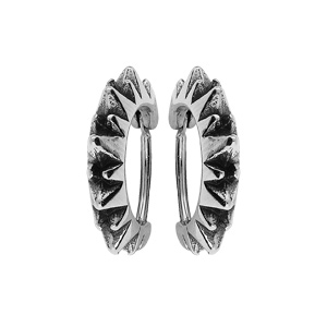 Créoles en acier patiné balinaises motif soleil diamètre 16mm