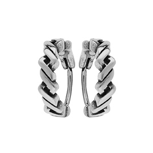 Créoles en acier patiné balinaises torsades diamètre 14mm