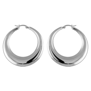 Créoles en acier cubaine 47 mm extérieur et fermoir crochet