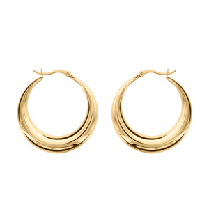 Créoles en acier cubaine taille moyenne et fermoir crochet