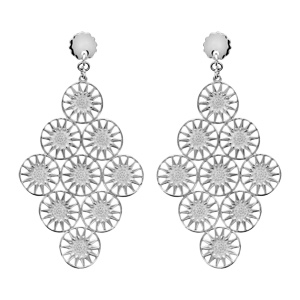 Boucles d’oreilles en acier effets de matière petits soleils et fermoir poussette