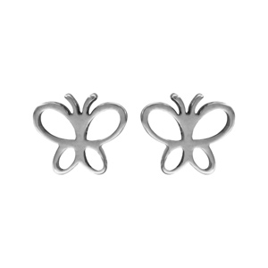 Boucles d’oreilles en acier papillon évidé et fermoir poussette