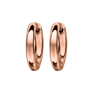 Créoles en acier et PVD rose fil rond 3mm articulée diamètre ext 12mm