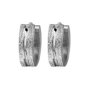 Créoles en acier articulées bords granités