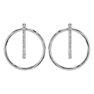 Boucles d'oreilles en acier et oxydes cercle lisse avec barrette et fermoir poussette