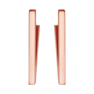 Boucles d’oreilles en acier et PVD rose forme géométrique triangle et fermoir poussette