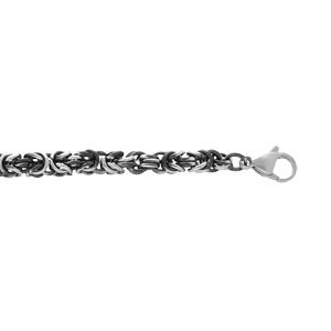 Bracelet en acier patiné maille royale 19+3cm