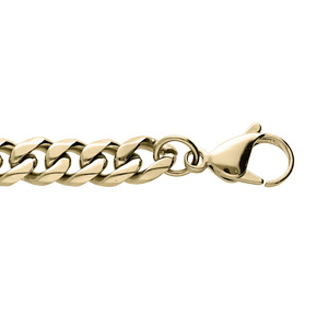 Bracelet en acier et PVD jaune maille gourmette 9mm longueur 21cm