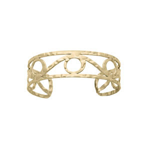 Bracelet manchette en acier et PVD jaune rigide avec arabesque
