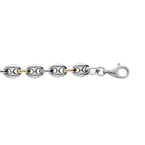 Bracelet en acier maille grain de café bicolore 20cm