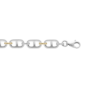 Bracelet en acier maille grain de café plate bicolore longueur 21cm