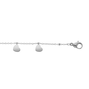 Bracelet en acier chaîne avec pampilles multi coeurs 16+3cm
