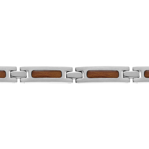 Bracelet en acier maillon aspect bois 19+1,5cm réglable double fermoir