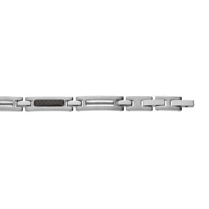 Bracelet en acier mélange de carbone et câble gris 19+1,5cm réglable double fermoir