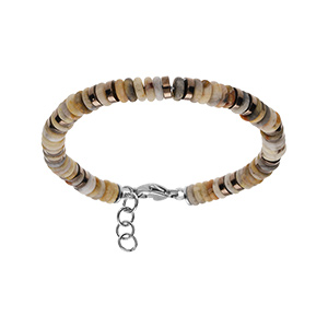 Bracelet en acier et rondelles agate teinté véritable 20+2.5cm