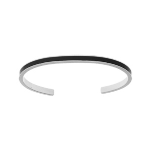Bracelet jonc en acier fond noir largeur 4mm ouvert diamètre 58mm