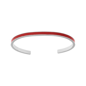 Bracelet jonc en acier fond rouge largeur 4mm ouvert diamètre 58mm