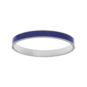 Bracelet jonc en acier articulée fond bleu largeur 8mm diamètre 60mm