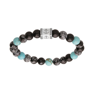 Bracelet junior en acier avec perles Howlite tube motif ancre