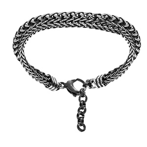 Bracelet en acier patiné double chaîne 19+3cm