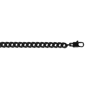 Bracelet en acier et PVD noir maille franco carrée 5×5 longueur 22cm