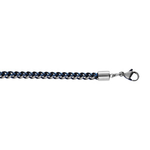 Bracelet en acier mat et PVD bleu maille franco longueur 21cm