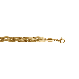 Bracelet acier doré tresse miroir réglable 16 à 20cm