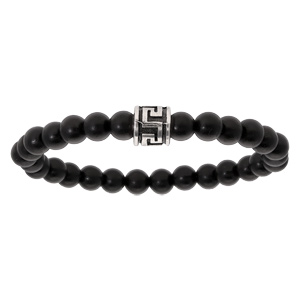 Bracelet extensible junior avec perles en bois noir et motif grecque