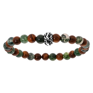Bracelet extensible junior avec perles en bois et quartz vert